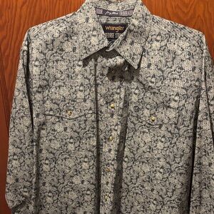 Mens Wrangler George Strait troubadour Navy, Grey and White Paisley Shirt